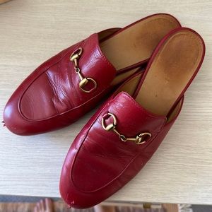 Red loafer slides